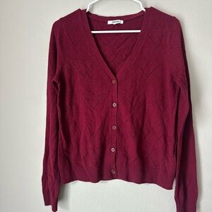 Splendid Burgundy Cardigan with Heart Design